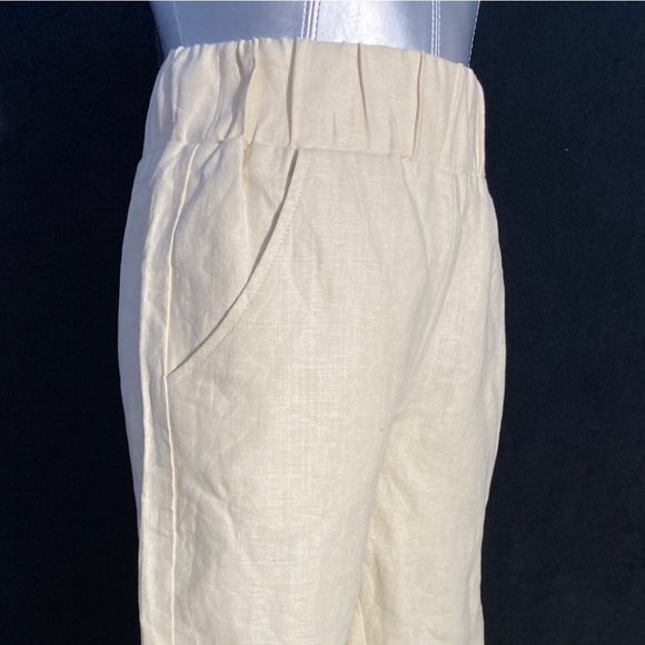 Darcy Pants XS Creamy Beige 100% Linen Ankle Length High Waist Pocket NEW - Picture 3 of 8